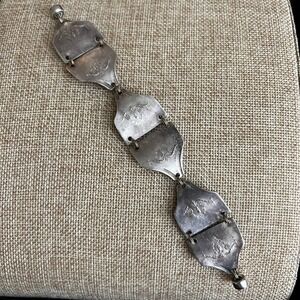 Vintage Silver Plate Repurposed Spoon Handle Link Bracelet Size 6.75 Cottagecore